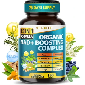 Organic Nad+ Boosting Complex 15-In-1 Formula With Resveratrol Turmeric Quercetin Rosemary Bilberry Sage Green Tea