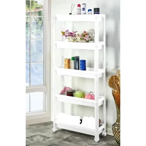 Sev Plastik 5 Katlı Tekerlekli Diktördgen Organizatör Raf Beyaz