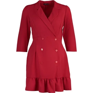 Frm Yeni Fit Günlük Finike Dokuma Ceket Yaka Truvakar Kol Kol Ceket Elbise Mini Boy Büyük Beden Elbise