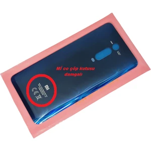 Xiaomi Mi 9t Mi 9t Pro Arka Pil Kapağı Mi Damgalı (Cam) Mavi