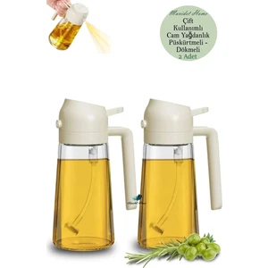 Çift Foksiyonlu Cam Yağdanlık ve Püskürtmeli Sprey Yağdanlık Sprey Yağlık Sirkelik Krem 450 ML