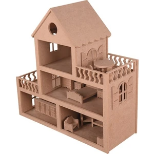 Buradadavar Hobi Ahşap Barbie Bebek Evi 15 Parça Toksik Olmayan MDF Malzemeden Üretildi