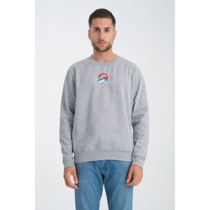 Japan Wave Erkek Yuvarlak Yakalı Nakışlı Sweatshirt