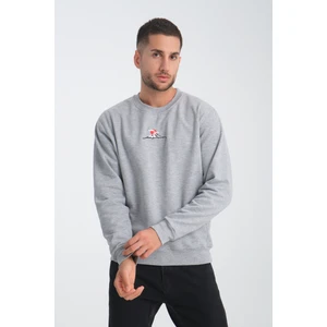 Mount Fuji Erkek Yuvarlak Yakalı Nakışlı Gri Sweatshirt