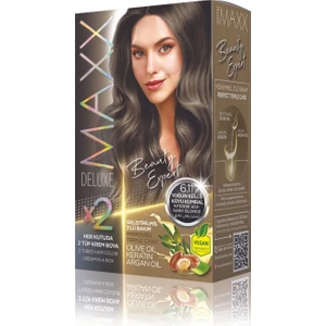 Maxx Deluxe Beauty Serıes Keratinli Kalıcı Saç Boyası (2x50ml) 34 Harika Renk Yoğun Küllü Koyu Kumral 6.11