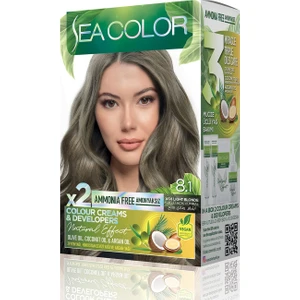 Sea Color Amonyaksız, Vegan, Doğal, Besleyici Kalıcı Saç Boyası Beyaz Kapama (1 Paket 2 X 50 Ml) Küllü Açık Kumral 8.1