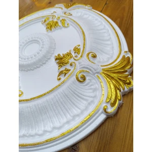 Roma Desenli Metalik Boyalı Tavan Göbeği 40 cm - Altın (Gold) Renk - 1 Adet