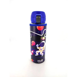 Okul Su Matarası Cam H2O Deri Kılıflı Kilit Sistemli Araba Mavi Siyah 500 ml