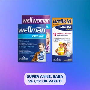 Wellman + Wellwoman + Wellkid Immune Liquid Süper Anne, Baba ve Çocuk Paketi