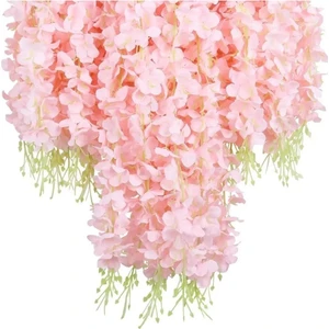 Acık Pembe Sarkan Akasya 12LI 100CM 3 Dallı Ev Dekor Nişan Düğün