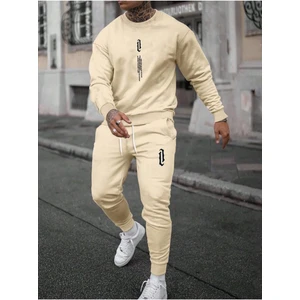 Erkek Siyah Dikey Baskılı Oversize Bisiklet Yaka Eşofman Takımı