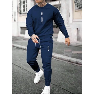 Erkek Siyah Dikey Baskılı Oversize Bisiklet Yaka Eşofman Takımı