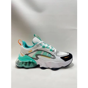 30906 Kadın Aırtube Taban Sneaker Ayakkabı Beyaz - Mavi