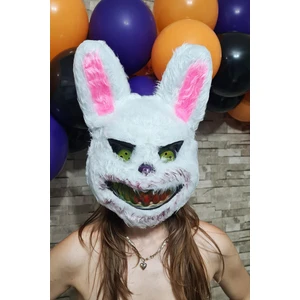 Tüylü Tavşan Maskesi Cadılar Bayramı Halloween Maskesi Korkunç Katil Tüylü Tavşan Maske