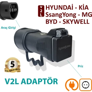 V2L Adaptör Tekli, Hyundai, Kia, Ssangyong, Elektrikli Aracınıza 220V Ev Tipi Priz Imkanı,