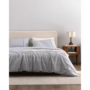 Madame Coco Clarice King Size %100 Pamuk Madame Coco Crep Baskılı Nevresim Takımı - Mavi/Gri