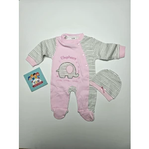Akyüz Bebe Çizgili Pembe Filli Tulum