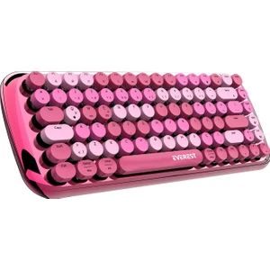 KB-BT09 Parry Renkli Tuşlu Pembe Bluetooth+ 2.4ghz Q Yuvarlak Tuşlu Mekanik Klavye Kablosuz