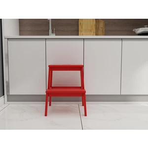Basamaklı Ahşap Tabure Kırmızı Renk