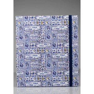 Mavi Çini Çizgili Kalın Kapaklı Defter
