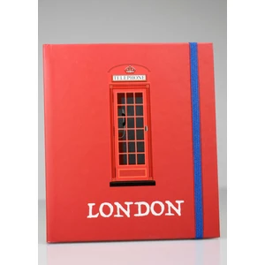 Kırmızı London Çizgili Kalın Kapaklı Defter