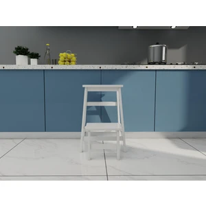 Ahşap Katlanabilir Basamaklı Tabure Beyaz Renk