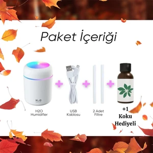 Eva Home Koku Hediyeli Ultrasonik Başlıklı +1 Flitreli Hava Nemlendirici Gece Lambası Koku Dagıtıcı MİCRO Girişli Atomizer Başlıklı