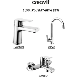 Luna Batarya Seti 3'lü Banyo - Lavabo - Evye