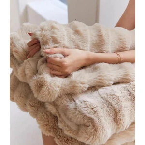 Peluş Koltuk Şalı Pofuduk Koltuk Örtüsü Bubble Koltuk Örtüsü Açık Bej 150 x 100 cm