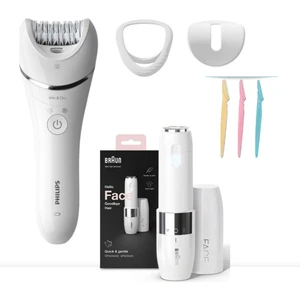8000 Serisi Islak/kuru Epilasyon Aleti Cihazı - Braun Mini Tüy Alma Makinesi - Kaş Usturası 3'lü Set