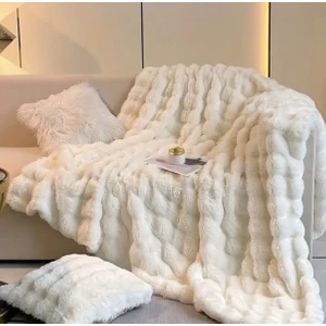 Peluş Koltuk Şalı Pofuduk Koltuk Örtüsü Bubble Koltuk Örtüsü 200 x 75 cm