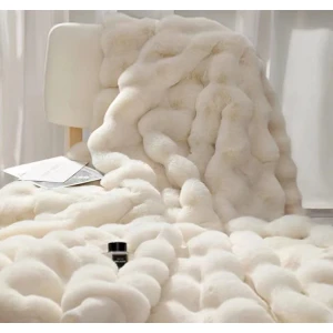 Peluş Koltuk Şalı Pofuduk Koltuk Örtüsü Bubble Koltuk Örtüsü 200 x 150 cm Pelus Koltuk Ortusu