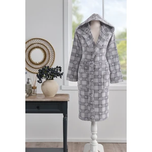 Shell Plaid Kadife Şal Yaka Bornoz
