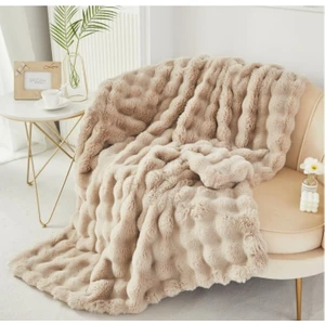 Peluş Koltuk Şalı Pofuduk Koltuk Örtüsü Bubble Koltuk Örtüsü 200 x 150 cm Pelus Koltuk Ortusu