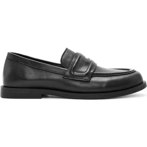 Kadın Siyah Klasik Deri Loafer 24WFD184818