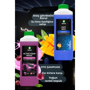 Köpük Fırçasız Oto Yıkama Active Foam Magic 1l & Hızlı Cila Boya Koruma Islak Fast Wax 1l 2'li