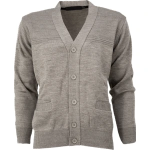 Erkek Kışlık Kalın Pamuklu Örme Triko Hırka Klasik Motifli Düğmeli Çift Cepli Rahat Kesim