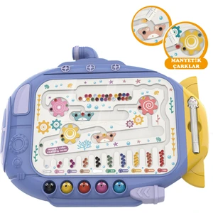 Learning Fun Submarine Manyetik Maze Labirent ve Balık Tutma Eğitici Oyuncak Sayılar ve Labirent Mavi