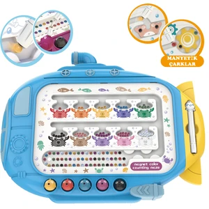 Learning Fun Submarine Manyetik Maze Labirent ve Balık Tutma Eğitici Oyuncak Renk ve Sayıları Eşleştirme Mavi