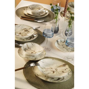 Kitchen Life Roden Mystic Marble 24 Parça 6 Kişilik Porselen Yemek Takımı -Pasta , Çorba ,yemek , Servis Tabağı