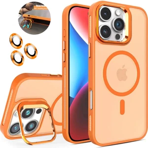 iPhone 16 Pro Max Kılıf + Lens Koruyucu Magsafe ve Stant Özellikli Arkası Mat Sert Pc Leke Yapmaz