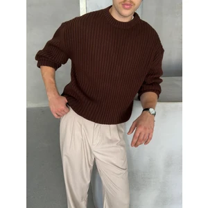 Erkek Fitilli Örme Oversize Kazak