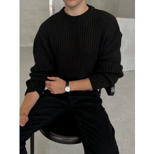 Erkek Fitilli Örme Oversize Kazak