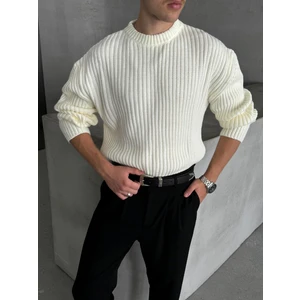 Erkek Fitilli Örme Oversize Kazak