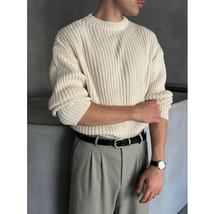 Erkek Fitilli Örme Oversize Kazak