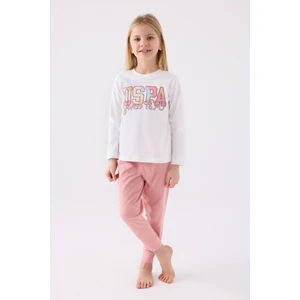 U.S. Polo Assn. Kız Çocuk Krem Pijama Takım 50299772-VR071