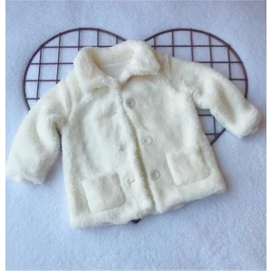 Bilge Trend Kız Bebek Çocuk  Beyaz Welsoft Peluş Astarlı Hırka Mont