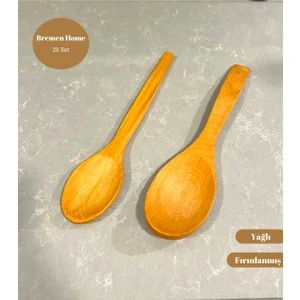 Bremen Home 2li Ahşap Set, Servis ve Pilav Kaşığı, Tahta Kaşık (27 Cm)