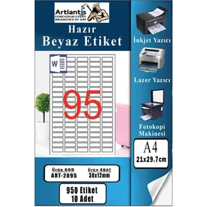 A4 Hazır Etiket 30X12 mm 10 Sayfa 1 Paket 95 Li Kendinden Yapışkanlı Fotokopi Lazer Inkjet Kağıdı Yazıcılar Için Uyumlu