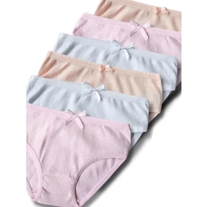 Giza Kids %100 Pamuklu Kız Çocuk Jakarlı Slip Külot Iç Çamaşır 6lı Set